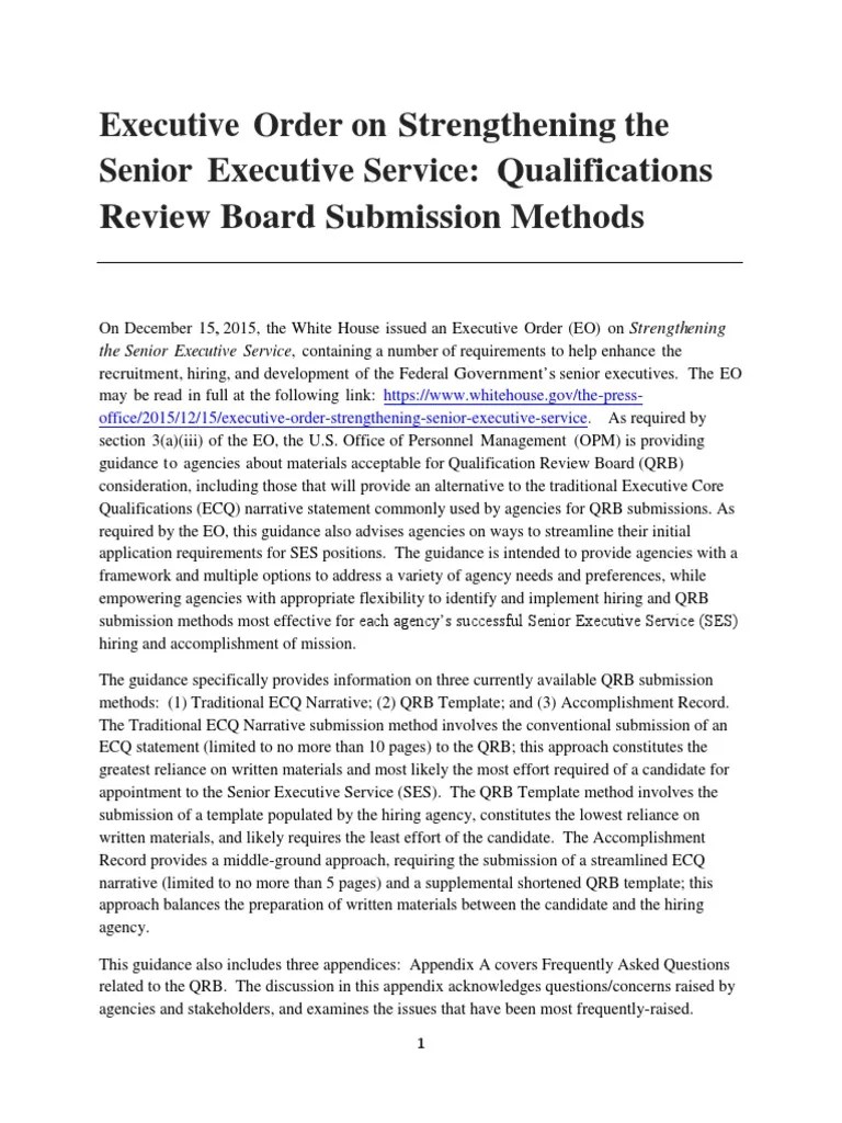 Executive Order On Strengthening The Senior Executive Service