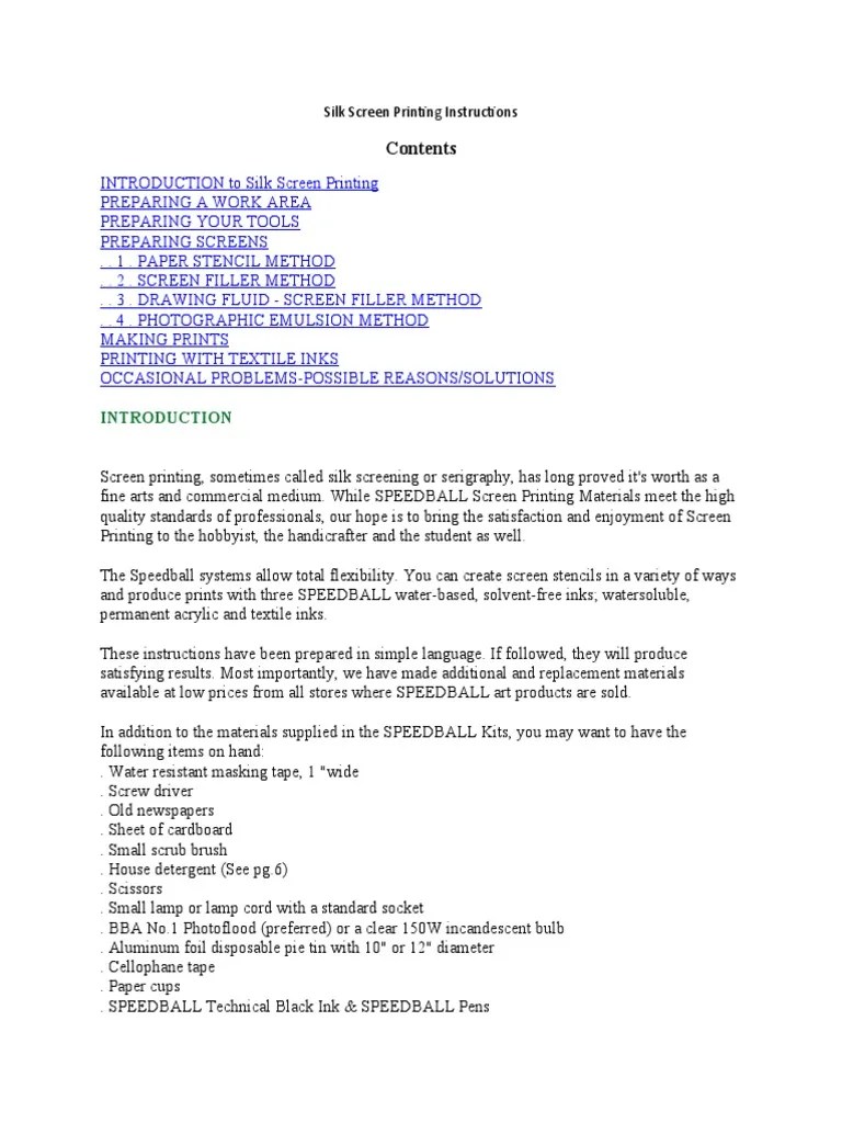 Silk Screen Printing Instructions PDF