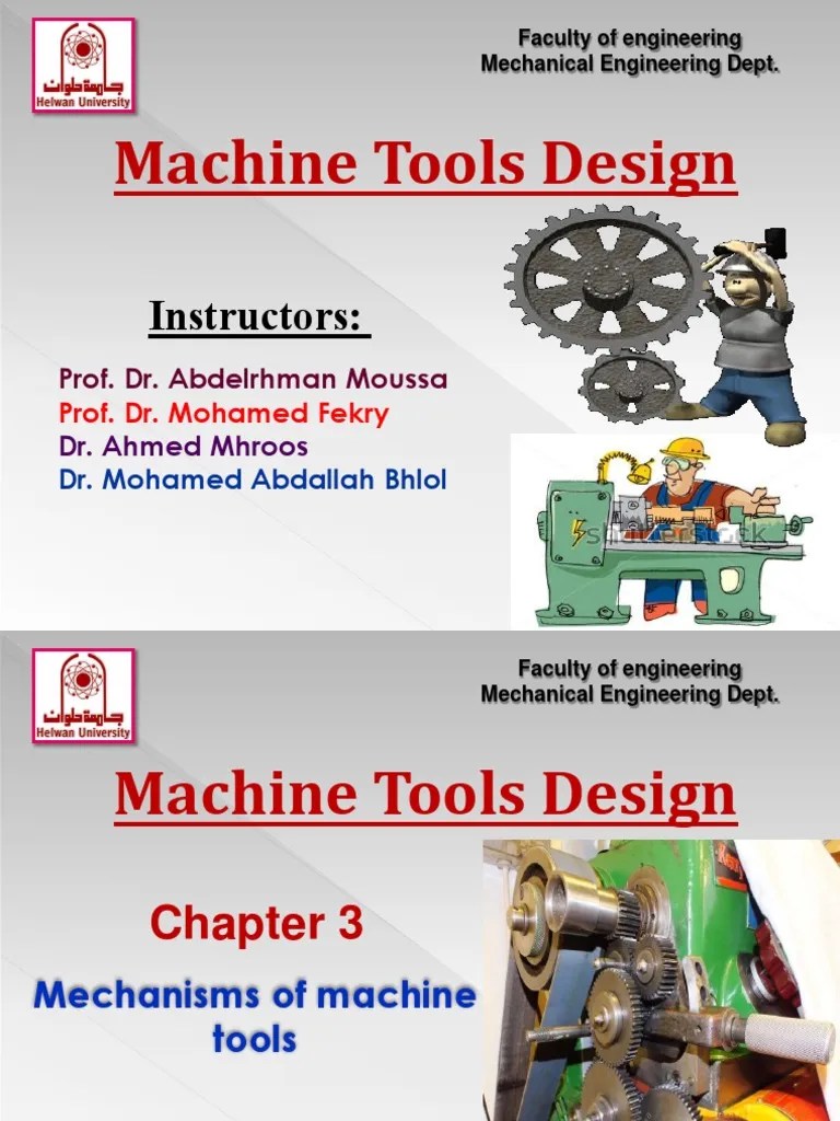 Machine Tools Design Instructors PDF Transmission (Mechanics) Gear