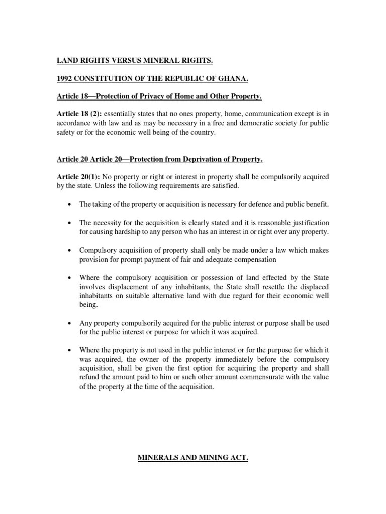 Land Rights Versus Mineral Rights PDF Eminent Domain Property