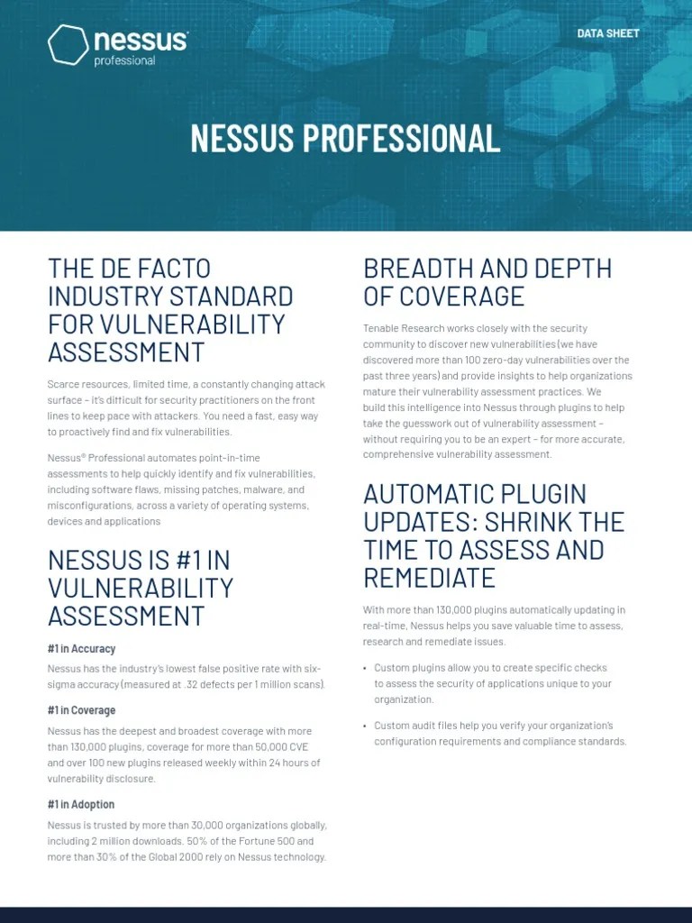 DataSheetNessus Professional PDF Vulnerability Malware