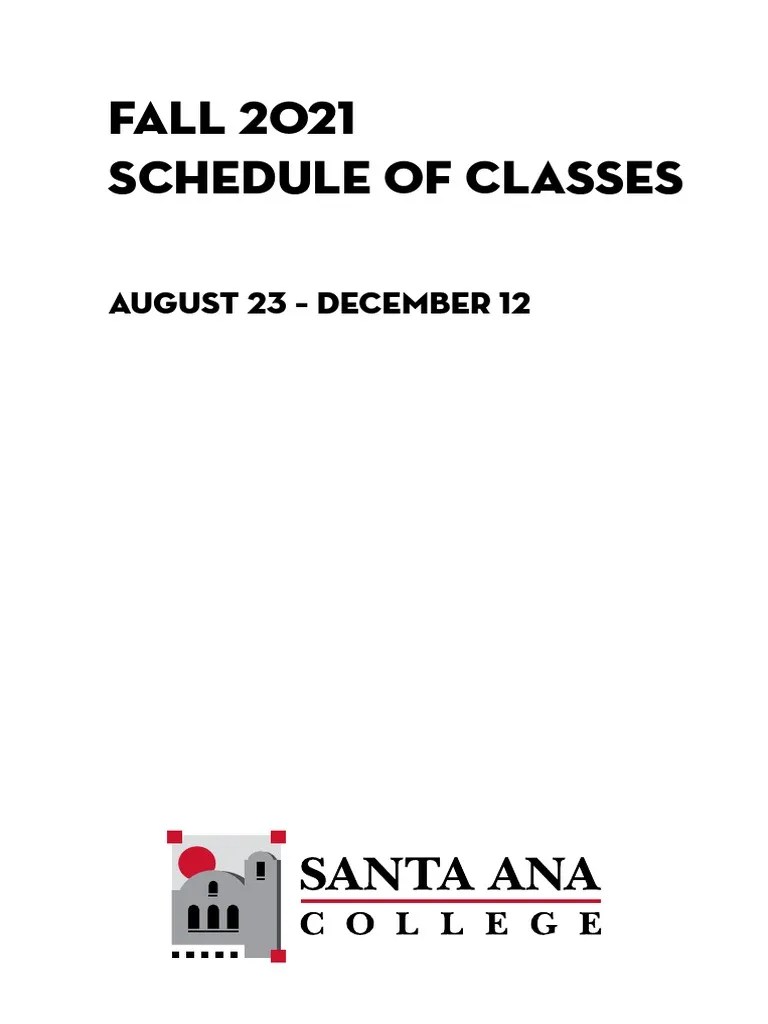 Fall 2021 Schedule of Classes August 23 December 12 PDF Fee