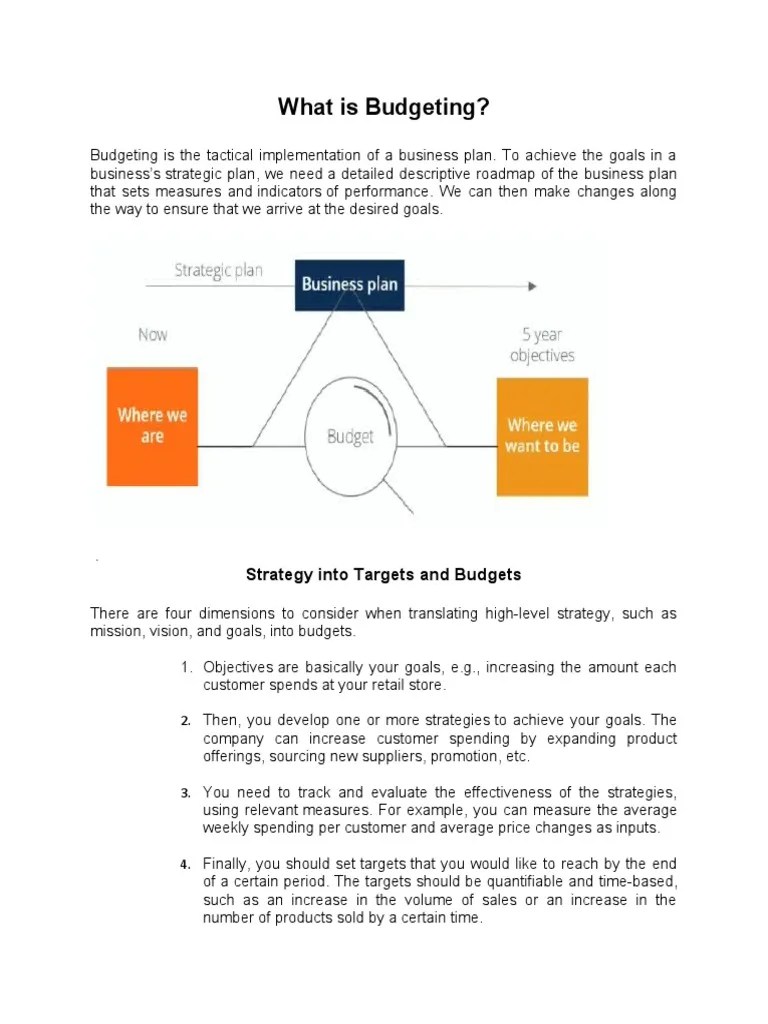 What Is Budgeting? Strategy Into Targets and Budgets PDF Expense
