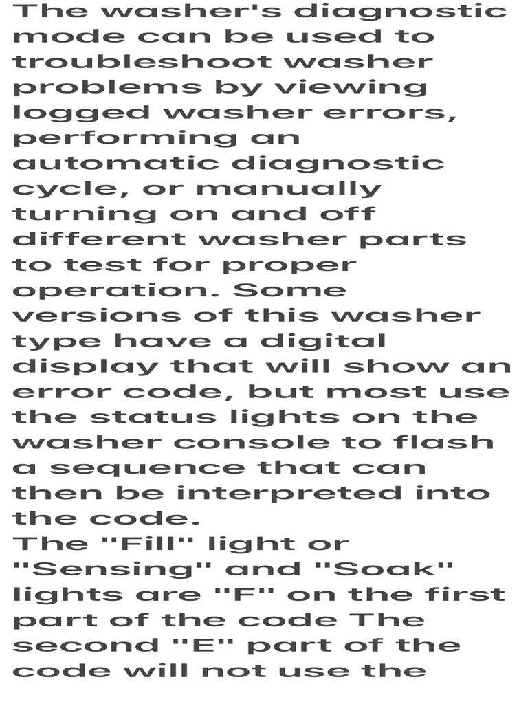 Whirlpool Washer Diagnostic Mode PDF Computing Computer Engineering