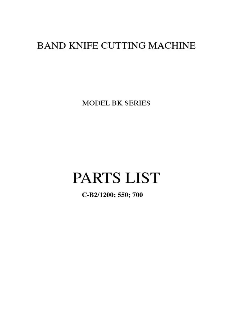 Parts List Band Knife Cutting Machine PDF Nut (Hardware) Washer