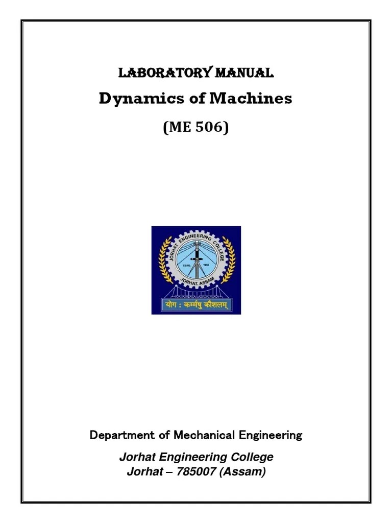 5 Dynamics of Machines Laboratory 5th SEM DU New Course PDF