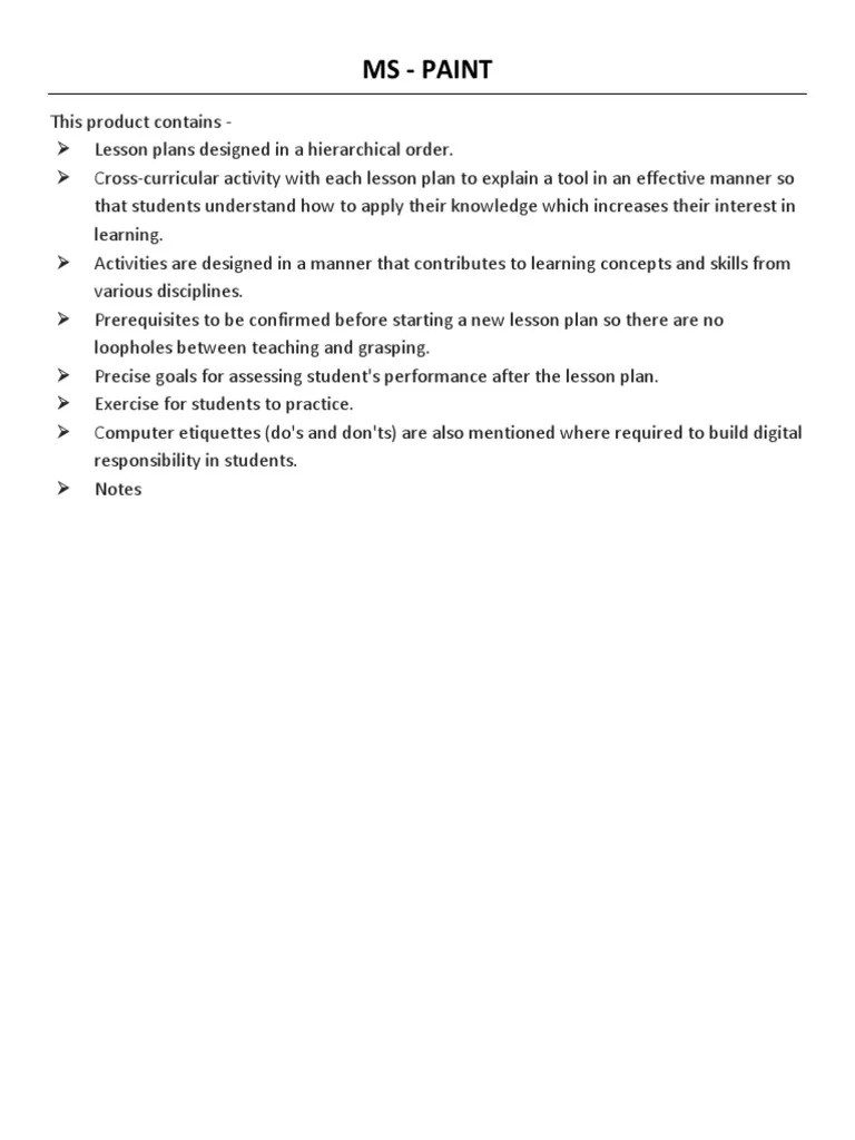 A Comprehensive Lesson Plan for Teaching the Fundamental Tools and