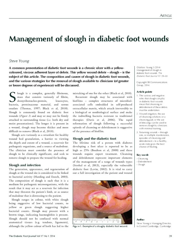 Management of Slough in Diabetic Foot Wounds Steve Young PDF Wound