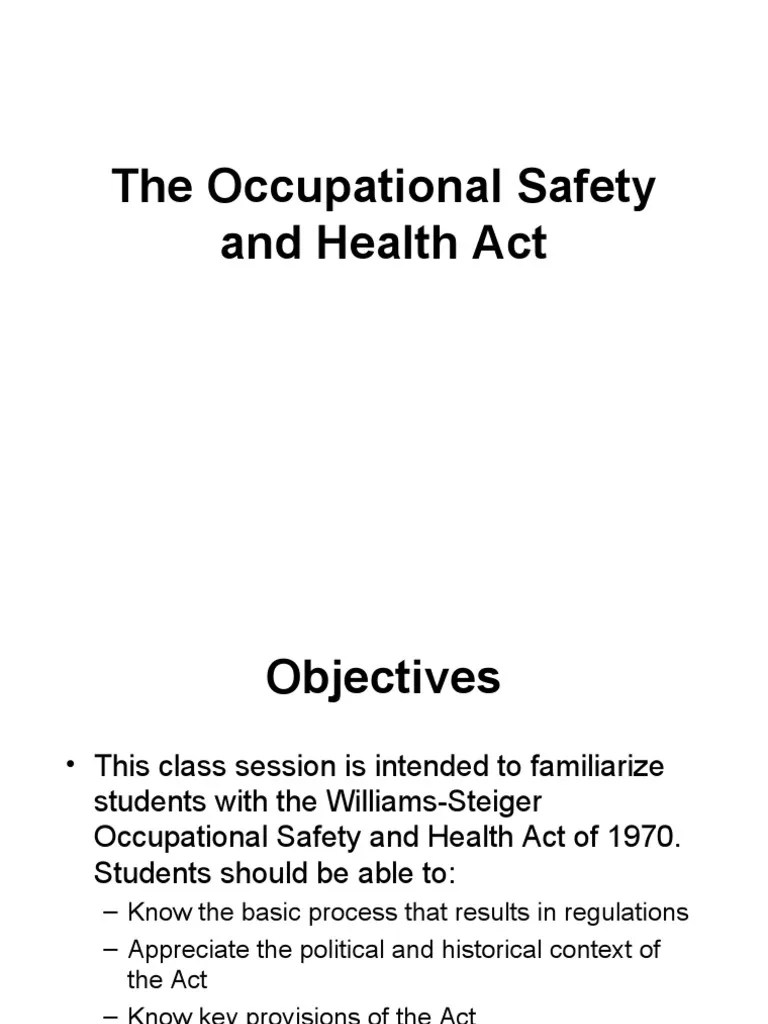 OSH Act PDF Occupational Safety And Health Administration Occupational Safety And Health