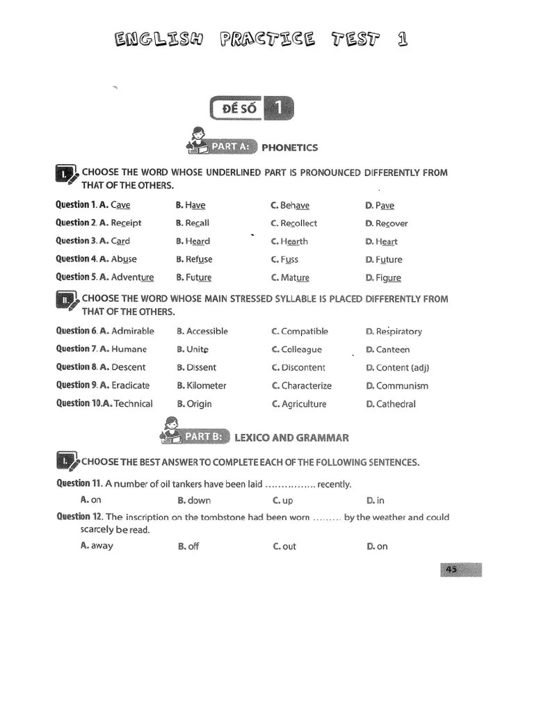 English Practice Test 1 PDF