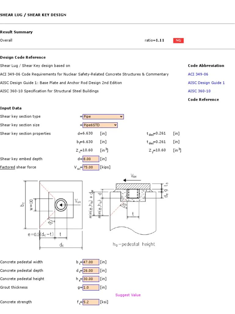 Shear Lug / Shear Key Design Pipe Pipe6STD PDF Building Technology