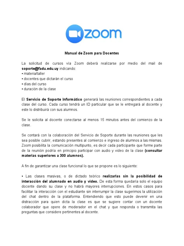 Manual de Zoom para Docentes PDF Chat en linea Monitor de computadora