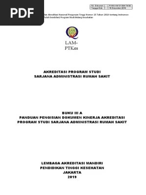 Buku 3A-Panduan Pengisian Dokumen Kinerja Akreditasi-Sarjana Administrasi  Rumah Sakit | PDF