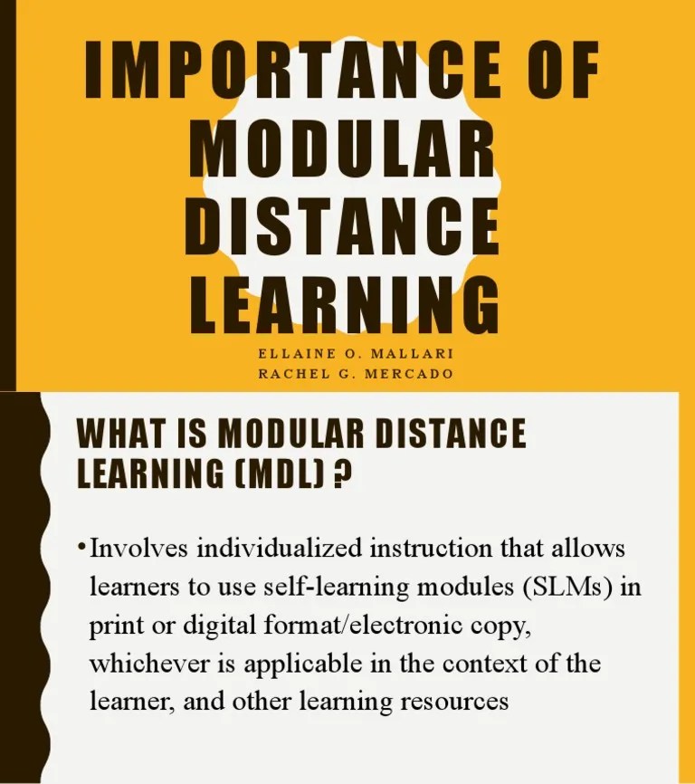 Importance of Modular Distance Learning PDF