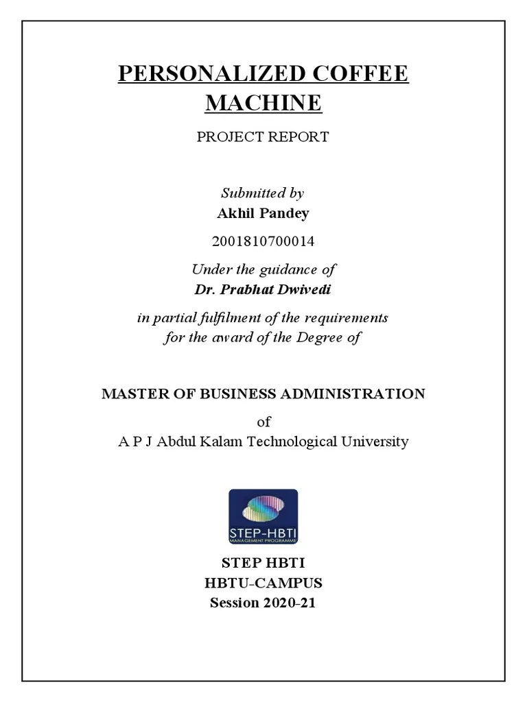 Personalized Coffee Machine Project Report PDF