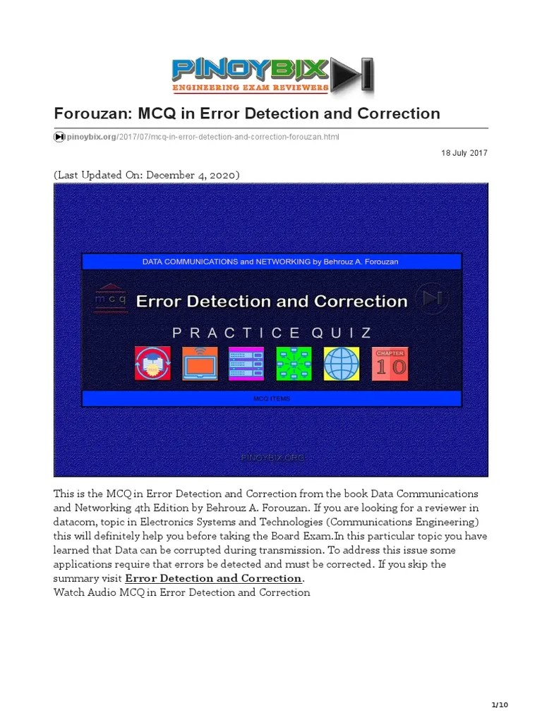 Error Detection and Correction PDF Error Detection And Correction