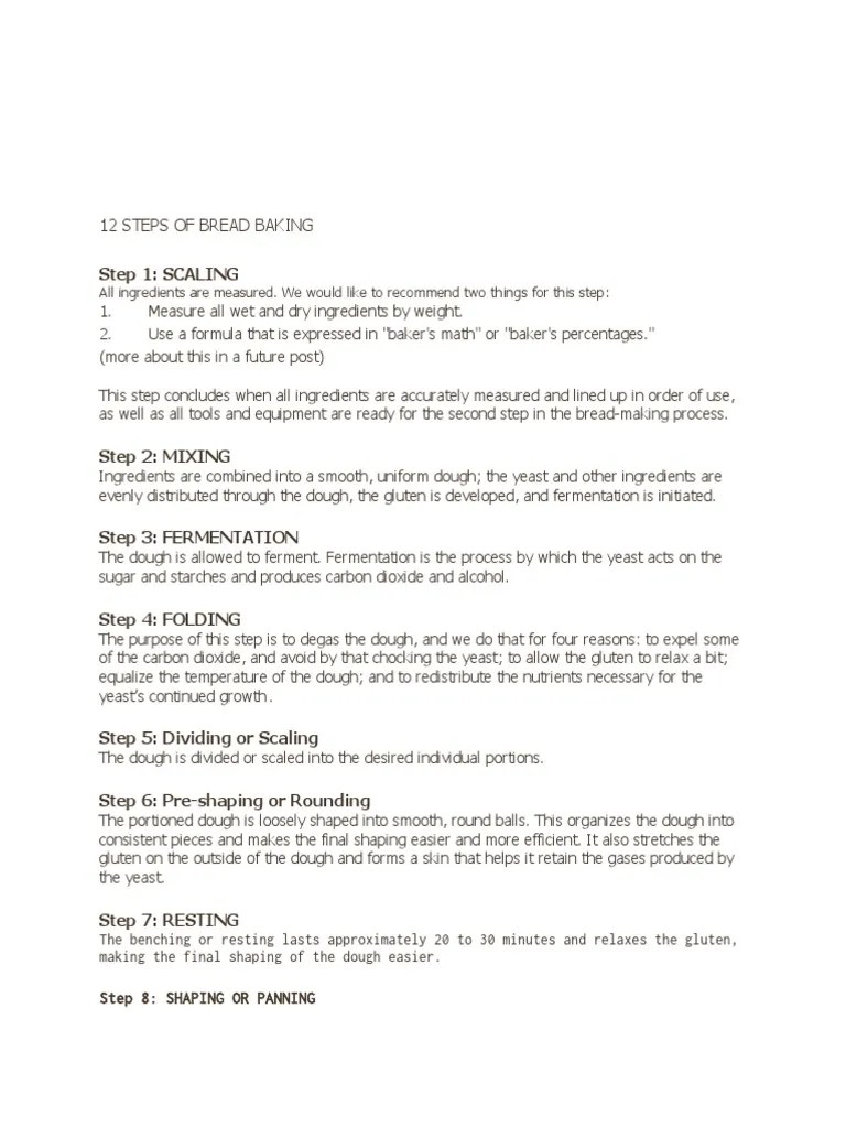 12 Steps of Bread Baking PDF Dough Food And Drink