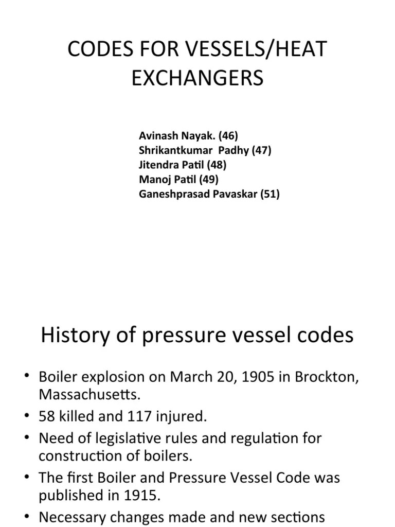Codes For Vessels/Heat Exchangers PDF Mechanical Engineering