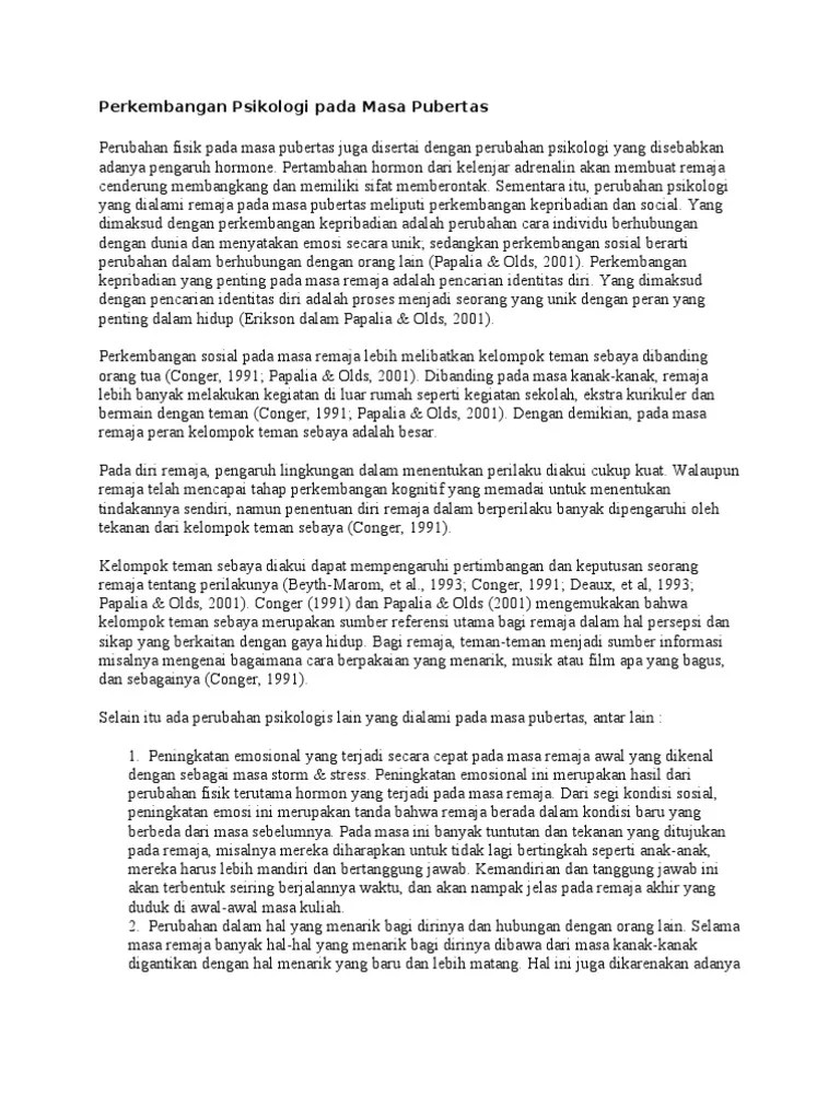 Perkembangan Psikologi Pada Masa Pubertas | PDF