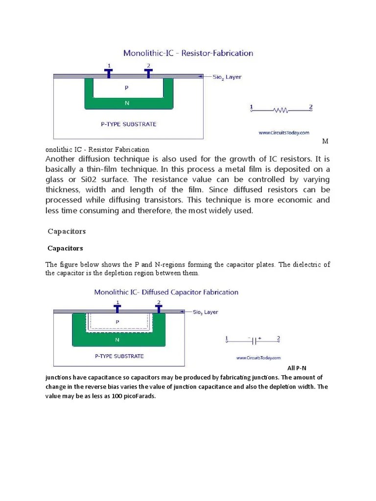 M Onolithic IC Resistor Fabrication Capacitors PDF PN Junction Capacitor