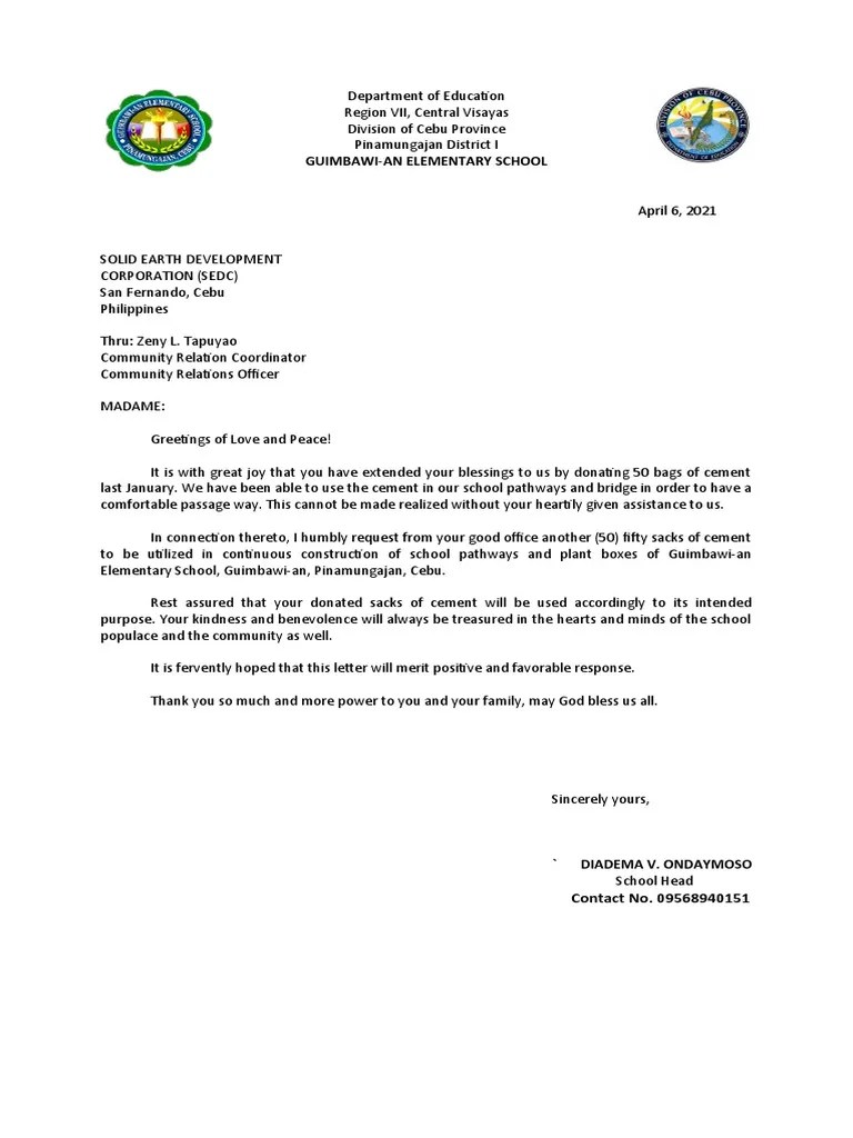 Letter Request Cement PDF