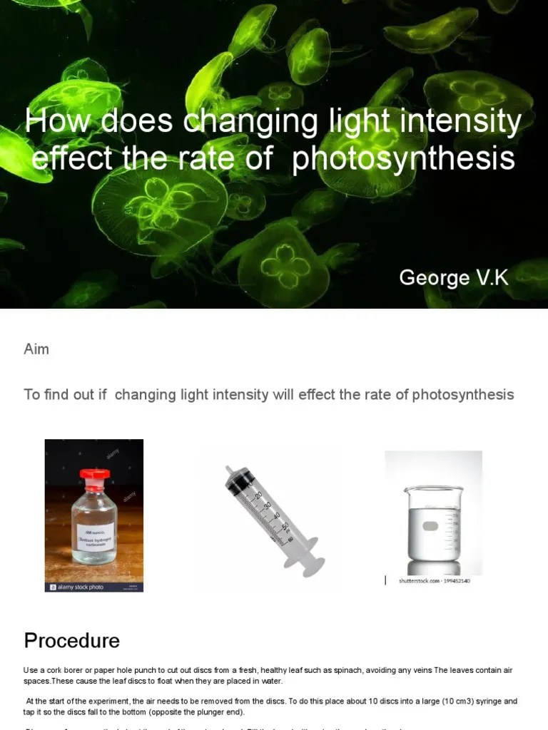 How Does Changing Light Intensity Effect The Rate of Photosynthesis PDF