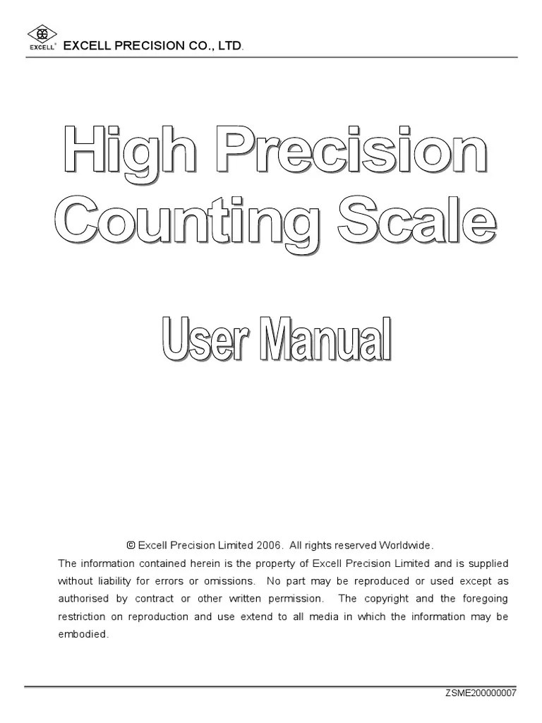 Excell Precision Weighing Scale Manual de Usuario Indicador | PDF