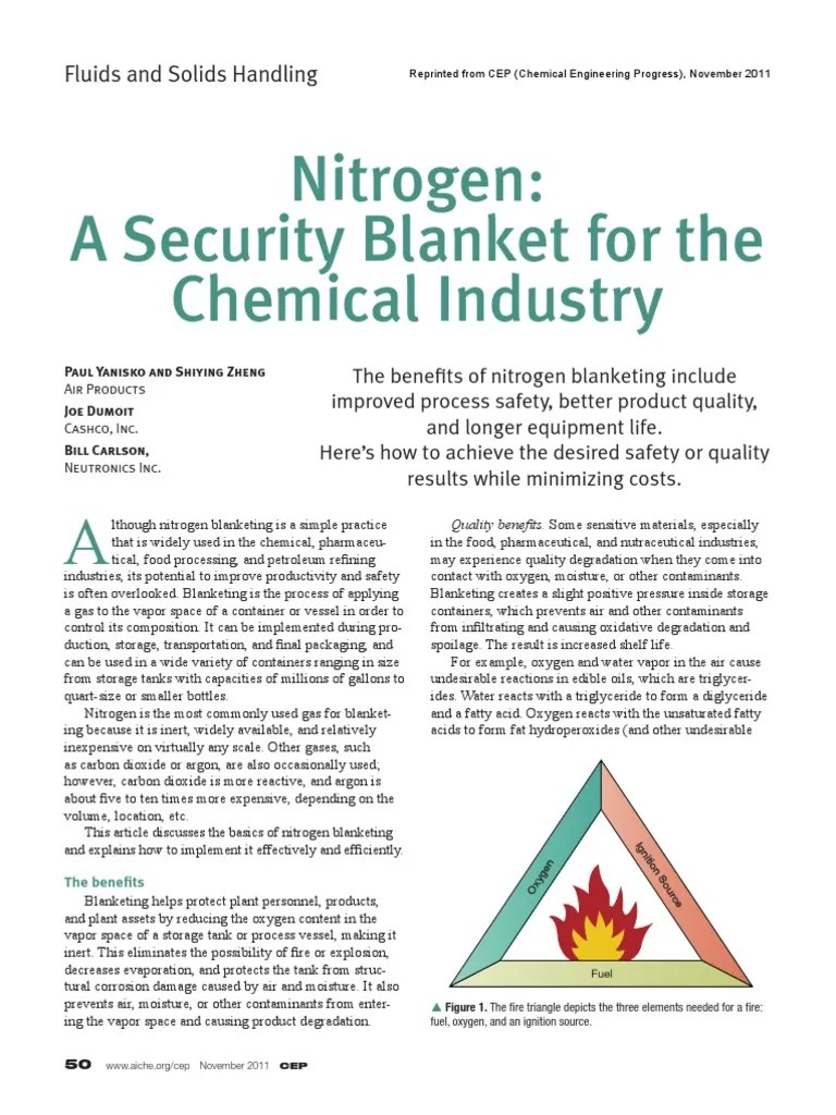 Nitrogen Blanketing Calculation PDF Combustion Fires