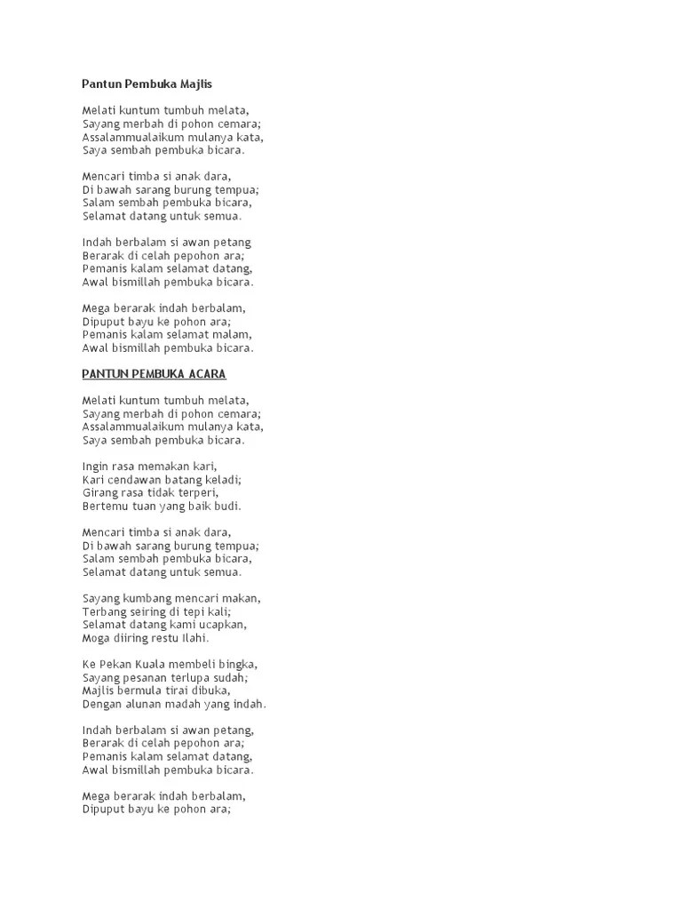 Koleksi Pantun Pembuka Majlis | PDF