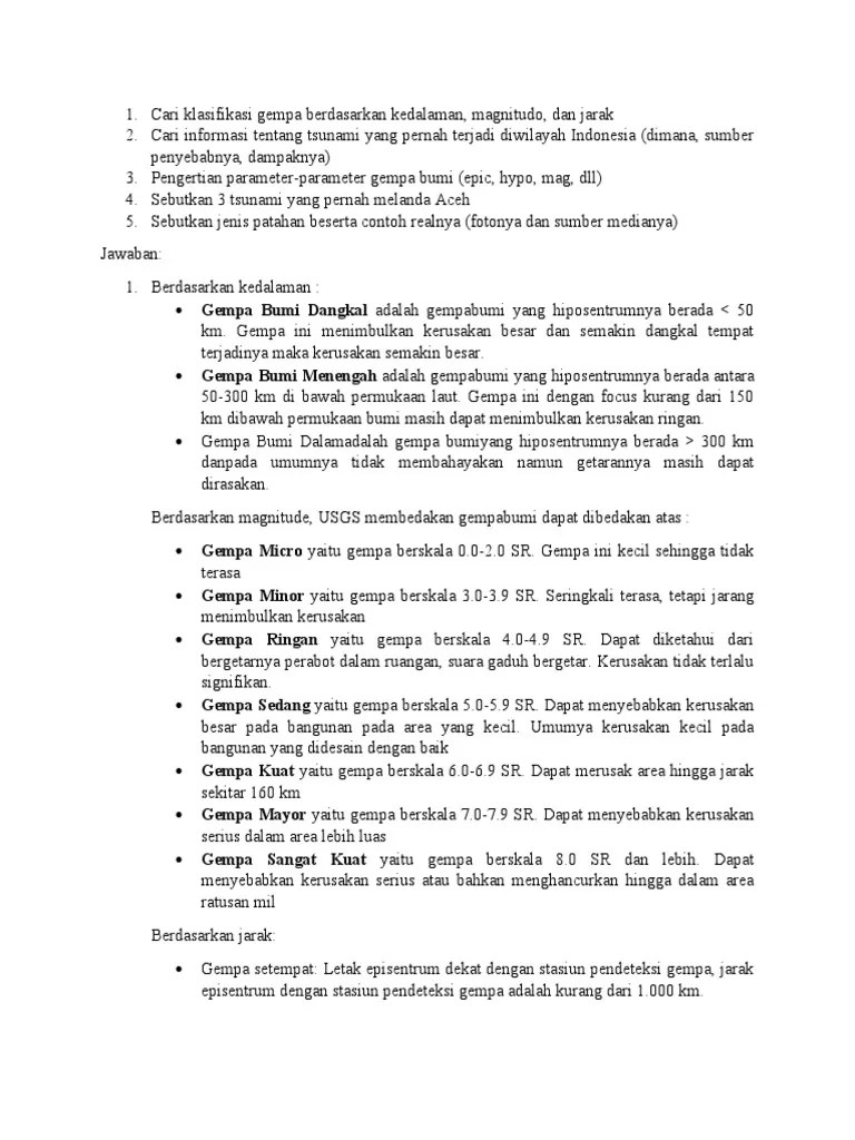 Tugas Gempabumi dan Tsunami | PDF