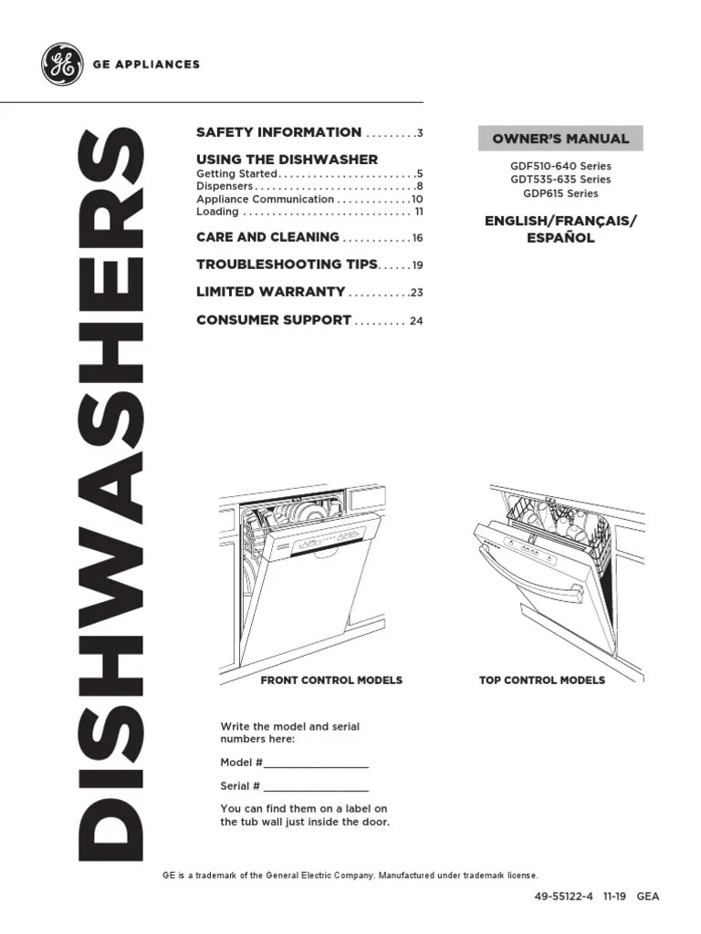 GE Dishwasher Manual | PDF | Dishwasher | Domestic Implements