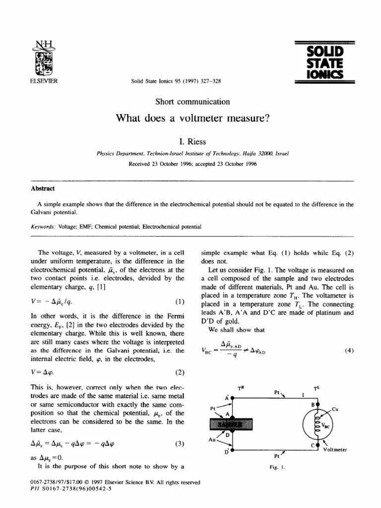 What Does A Voltmeter Measure PDF Voltage Electrochemistry
