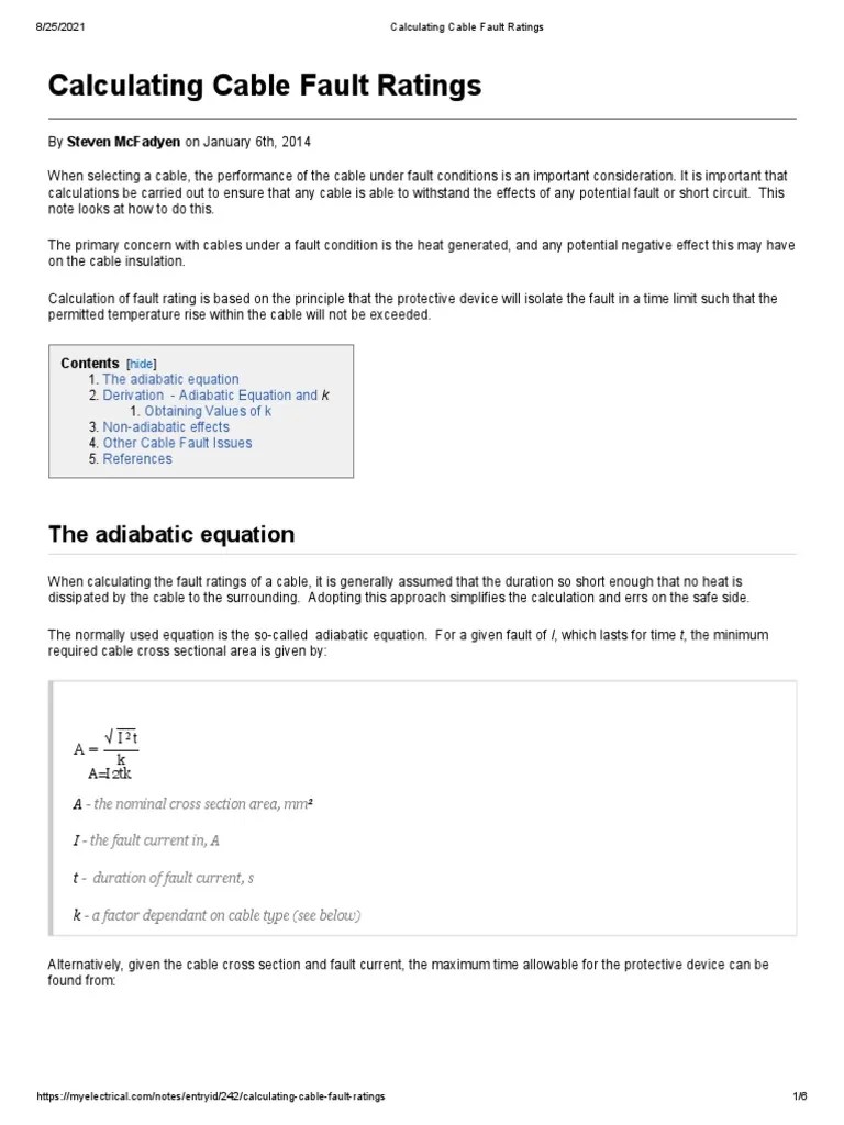 Calculating Cable Fault Ratings PDF Electrical Resistivity And
