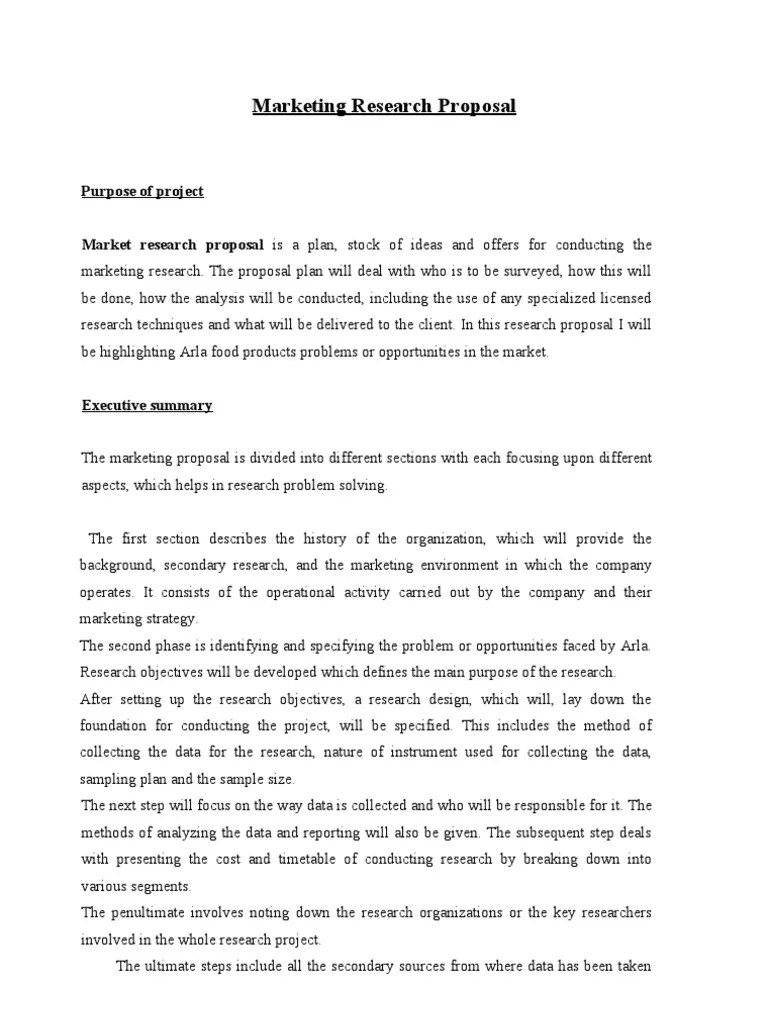 Marketing Research Proposal Marketing Research Marketing