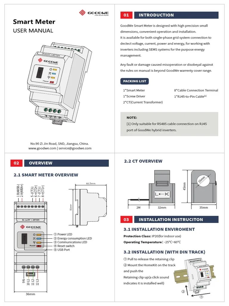 GoodWe Smart Meter User Manual GM1000D PDF Ac Power Electrical Grid