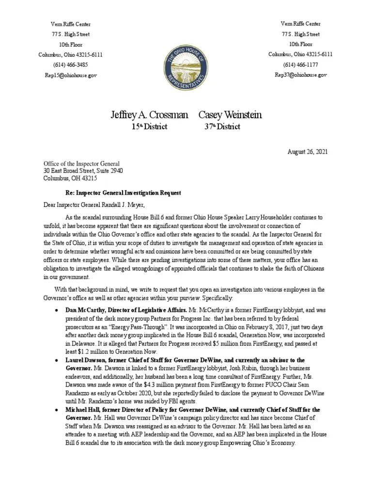 Ohio Inspector General Complaint PDF Government