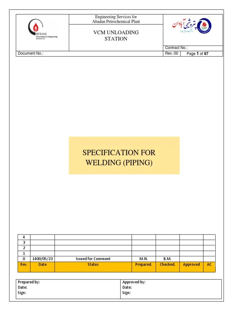 Specification For Welding | PDF | Construction | Welding