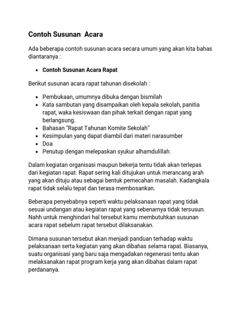 Contoh Susunan Acara Rapat | PDF