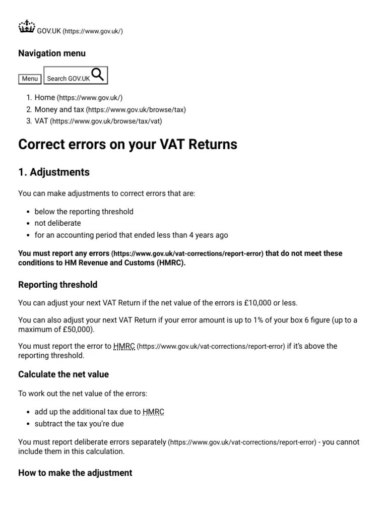 Correcting Errors on Your VAT Return Guidelines for Adjustments and