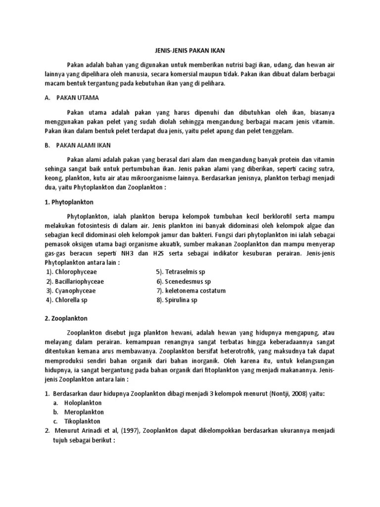 JENIS PAKAN IKAN | PDF