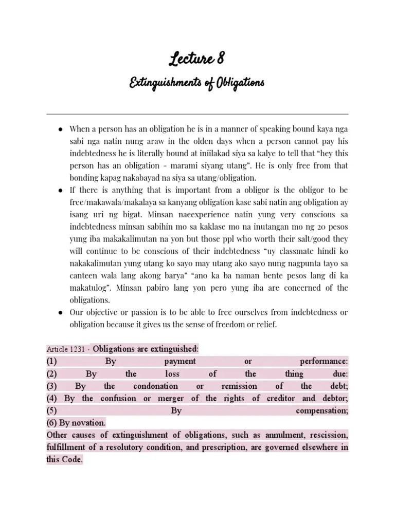 Extinguishments of Obligations PDF Guarantee Subrogation