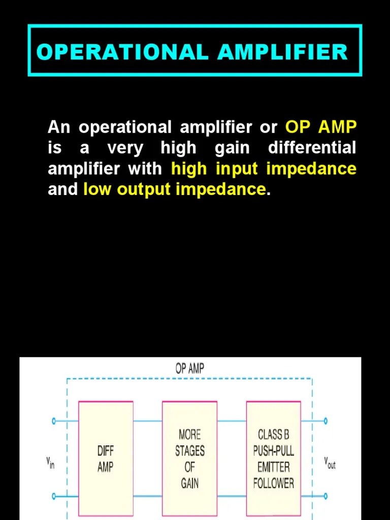 Operational Amplifier Op Amp High Input Impedance Low Output Impedance