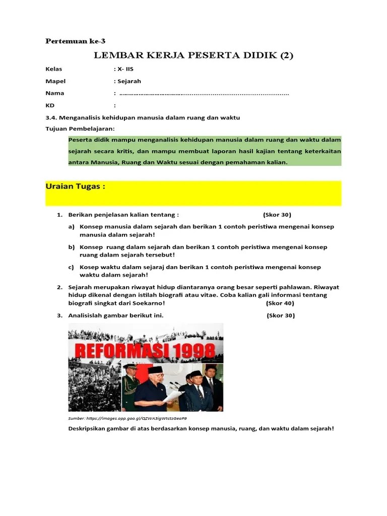 LKPD Ke-2 Konsep Manusia dalam ruang dan waktu | PDF