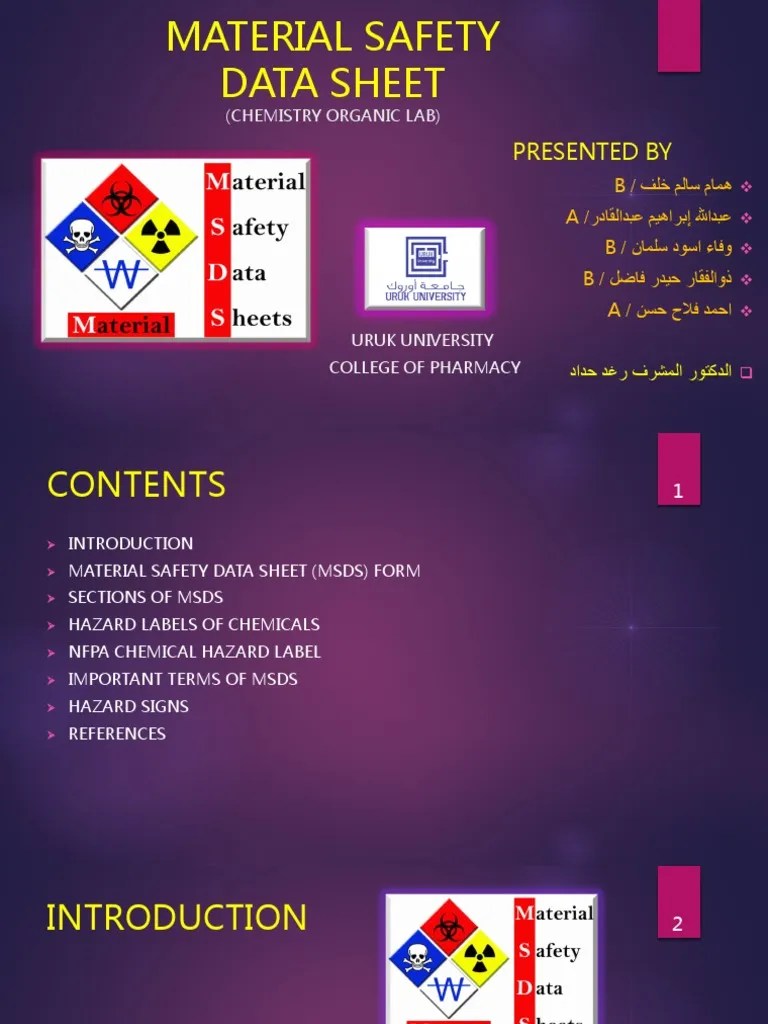 Material Safety Data Sheet PDF Dangerous Goods Health Sciences