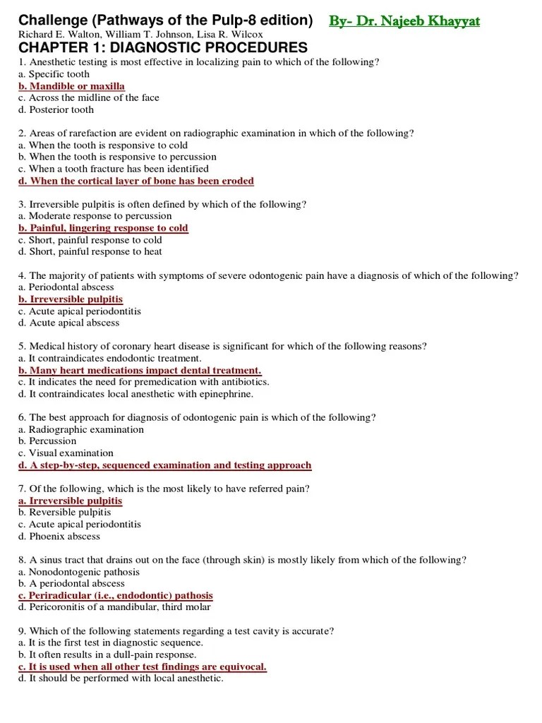 MCQ Edition 8 (Pathway) Q&A PDF Periodontology Sterilization