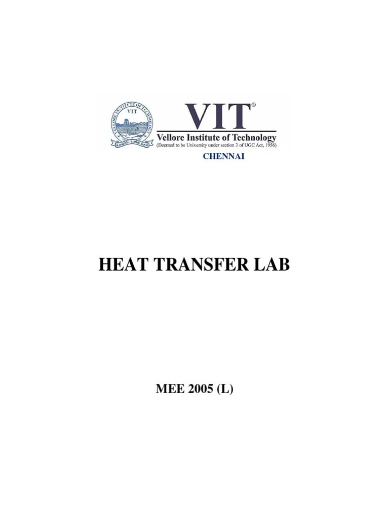 MEE2005 Heat Transfer Lab Manual PDF Heat Transfer Thermal Conduction