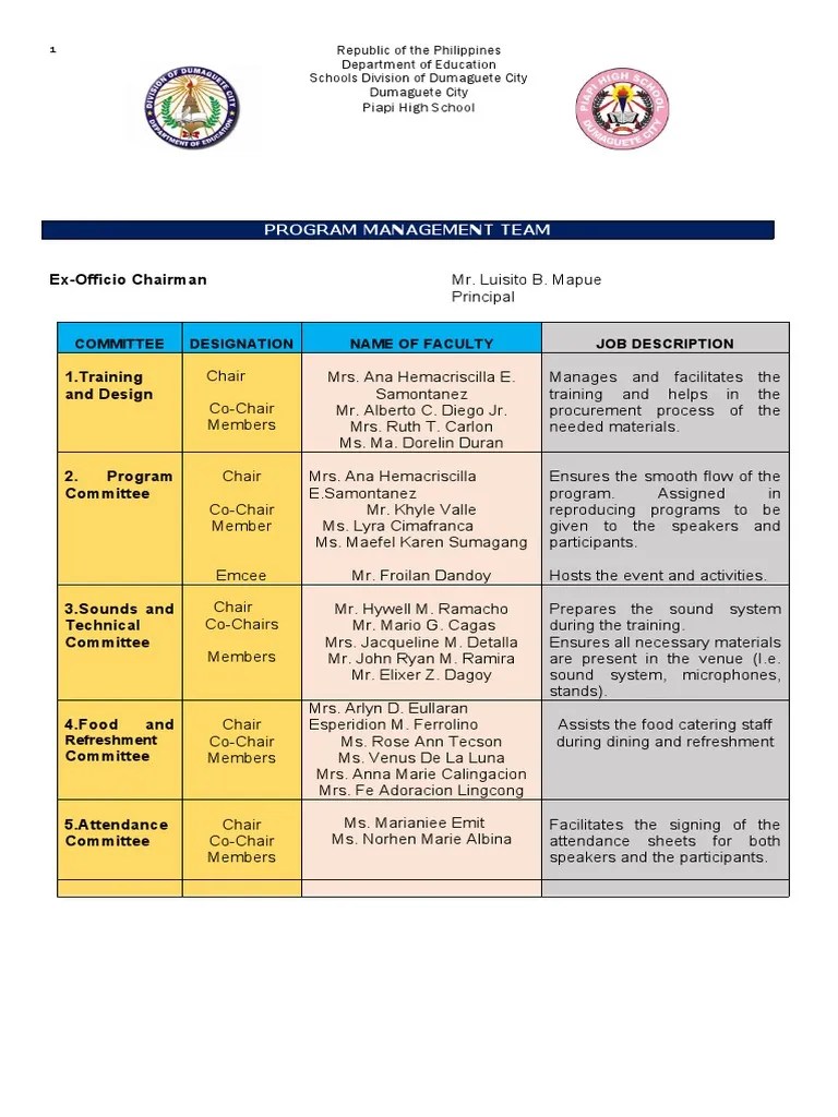 Program Management Team ExOfficio Chairman PDF Sound Technology