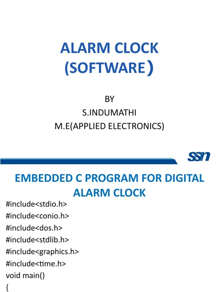 Alarm Clock (Software) BY S.Indumathi M.E (Applied Electronics) PDF Control Flow