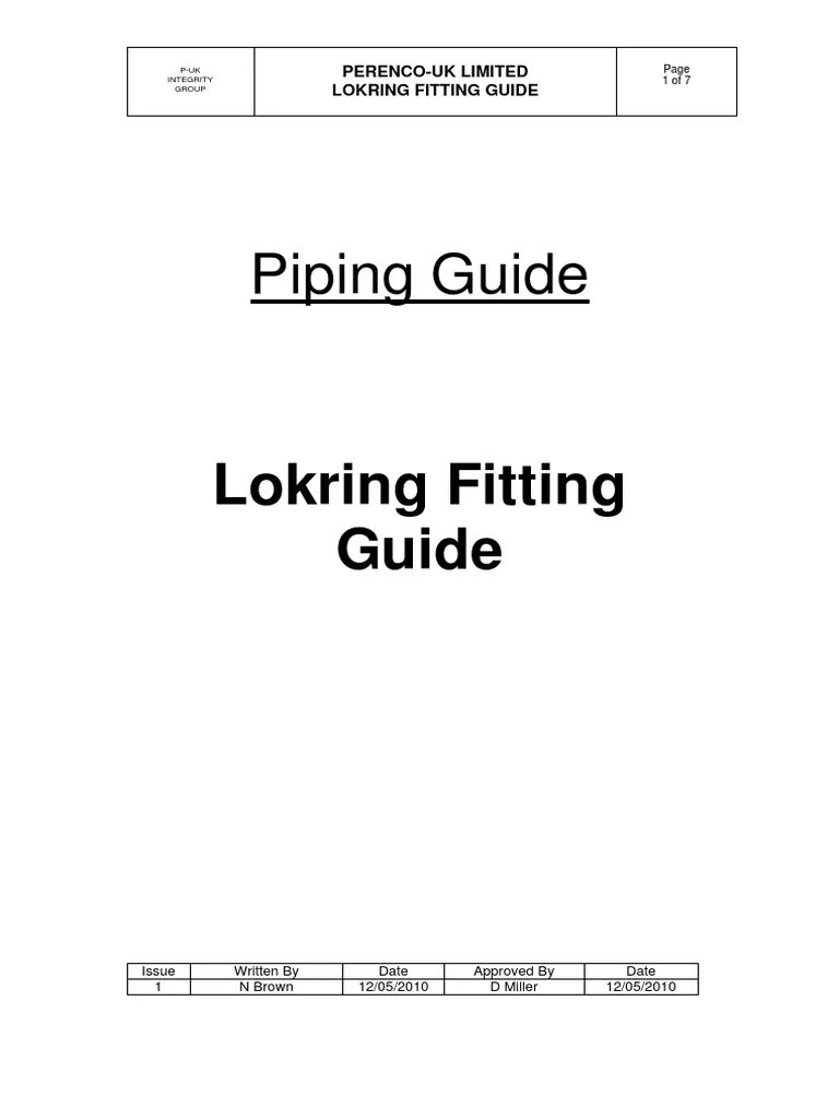 Lokring Fitting Guide Rev1 PDF Pipe (Fluid Conveyance) Chemical Engineering