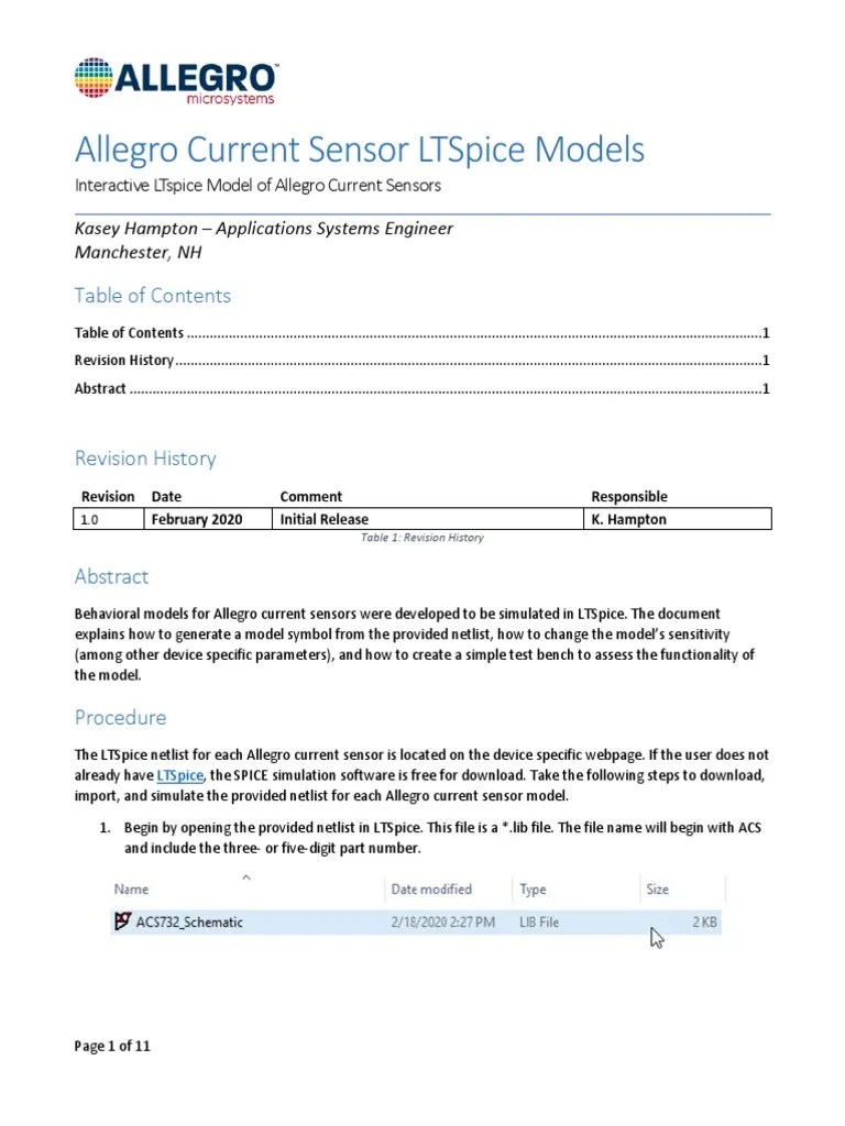 Allegro Current Sensor Ltspice Models Download Free PDF Computer File Software